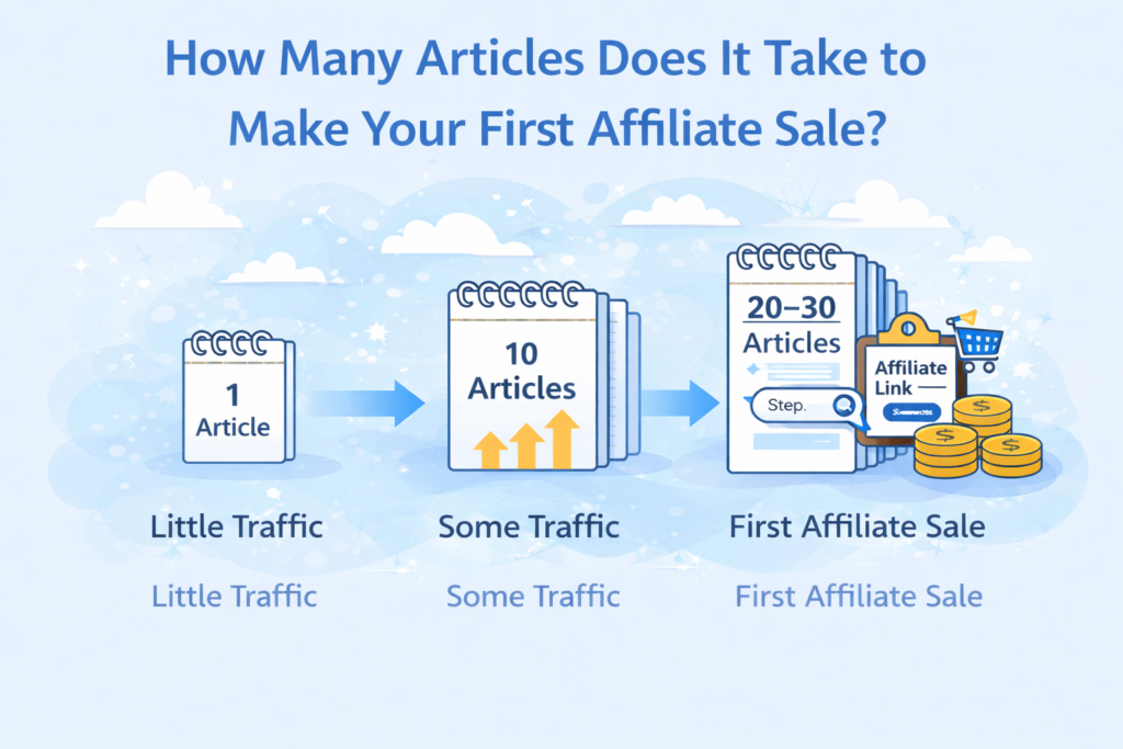 how many articles before first affiliate sale timeline